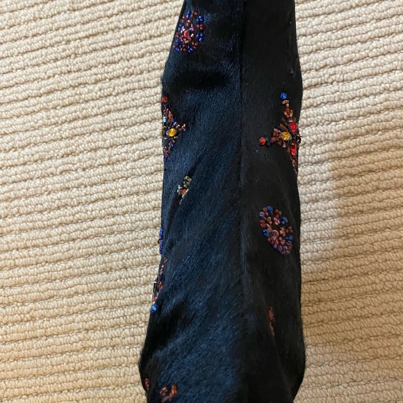 FENDI black pony boots with incredible beading - Picture 10 of 12